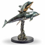 "Playful Dolphin Pair" Brass Sculpture by San Pacific International 