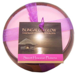 Bungalow Glow "Sweet Hawaiian Plumeria" Coconut Shell Soy Candle