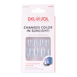  Del Sol "Ocean Glitter" Color-changing Manicure Nails- Crystal Gray to Turquoise 