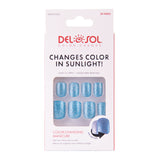  Del Sol "Ocean Glitter" Color-changing Manicure Nails- Crystal Gray to Turquoise 