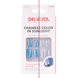  Del Sol "Ocean Glitter" Color-changing Manicure Nails- Crystal Gray to Turquoise 