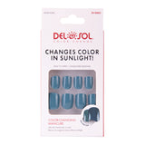 Del Sol "Caribbean Sea" Color-Changing Manicure Nails- Deep to Light Blue 