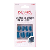 Del Sol "Caribbean Sea" Color-Changing Manicure Nails- Deep to Light Blue 