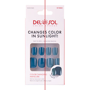 Del Sol "Caribbean Sea" Color-Changing Manicure Nails- Deep to Light Blue 