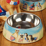  "Hot Dogs" Bamboo Pet Bowl with Stainless Insert