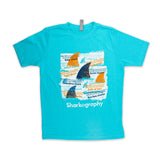 “Polynesian Cultural Center Sharkography” Blue Youth T-shirt - The Hawaii Store