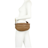 Mannequin wearing Ampere Creations Riley's Puffer Bum Fanny Belt Bag Bag- Tan