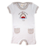 Earth Nymph Baby Boy "Sharky" Blue/White Striped Romper 