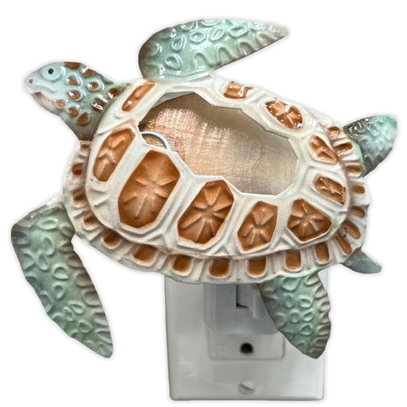  Metal and Capiz Shell Loggerhead Turtle Night Light