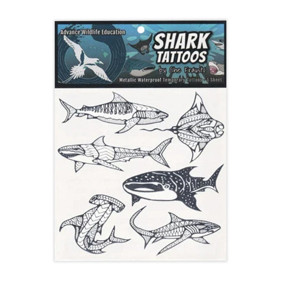 Shark Temporary Tattoos (Silver Metallic) - The Hawaii Store