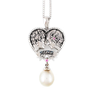 Sterling Silver White Pearl "Love and Friendship" Pendant with 18-Inch Chain