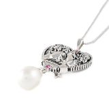 Sterling Silver White Pearl "Love and Friendship" Pendant with 18-Inch Chain