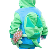 Doodle Pants Kid's Turtle Hoodie with Backpack- Green & Blue