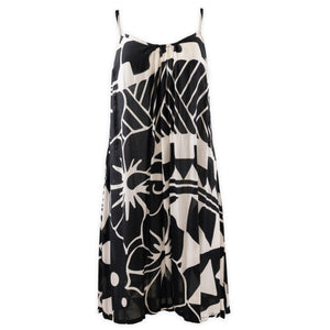 Short-Hawaiian-Hibiscus-Print-Dress--Black