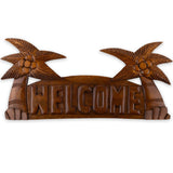 Hand Carved  Hardwood "Welcome" Coconut Palm Sign- 16''