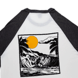 Polynesian Cultural Center "Sun Surfer" Raglan Tee Shirt- White/Heather Charcoal