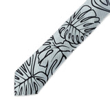 Pineapple Palaka "Monstera" Necktie -Light Blue with Black Print