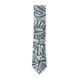 Pineapple Palaka "Monstera" Necktie -Light Blue with Black Print