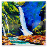 Visions of the Tropics "Nahiku Waterfalls" Ceramic Tile- 4.25'' x 4.25