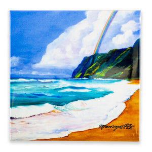 "Polihale Rainbow" Tile with art by Marionette Taboniar- 4.25''