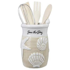 Boho Embossed Shell Ceramic Tool Holder Set, 5- Piece