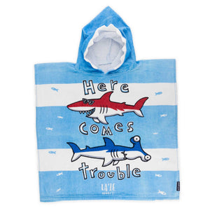 Earth Nymph "Here Comes Trouble" Cotton Towel Cape- Blue