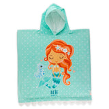 Earth Nymph "Under the Sea Mermaid" Towel Cape with Attached Hood- Aqua