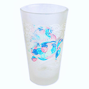 Henna Turtle Frosted Glass Pint Tumbler- 16 oz.