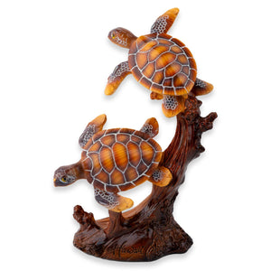 Hand-Painted Wooden Sea Turtles with Stand