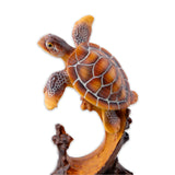 Hand-painted Wood-like Sea Turtle with Stand