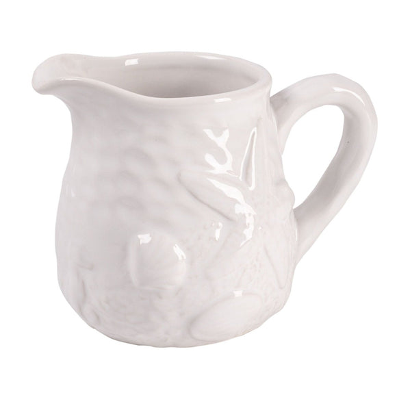 Coastal White Ceramic Creamer Pitcher