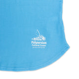 Pacific Blue PCC "Adrienne" Ribbed Tank top showing Polynesian Cultural Center Logo