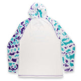 PCC Custom Women's Long Sleeve Light Weight Sweatshirt-Purple/Turquoise- Back View