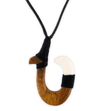 Mauna Ka Wood & Bone Hawaiian Fish Hook Necklace