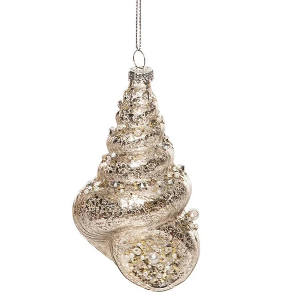 Auger Shell Glass Christmas Ornament- Gold