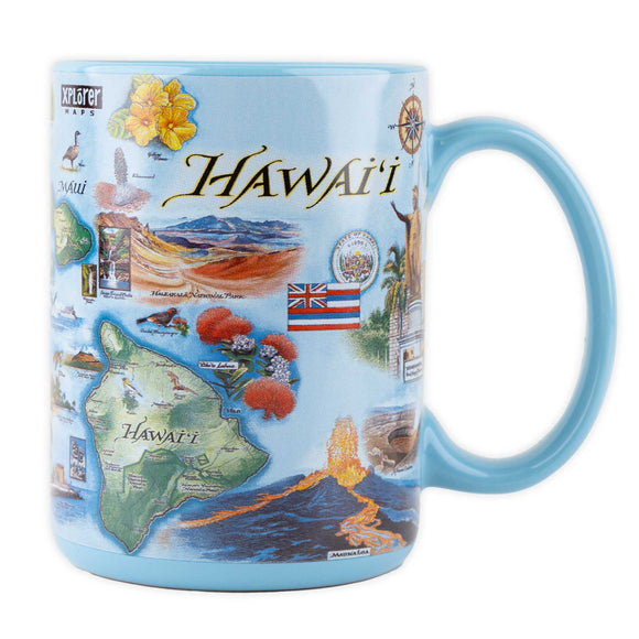 Xplorer Maps Hawai'i Map Ceramic Mug- 16 oz