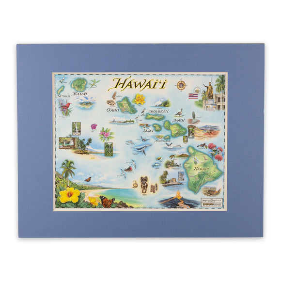 Xplorer Maps Pre-Matted Mini Hawaii Map