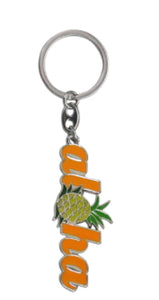 "Aloha Pineapple" Enamel on Metal Keyring/Fob