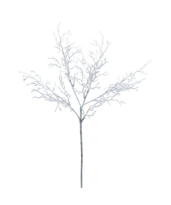 Kurt Adler White Glitter Beaded Twig Spray, 24-Inch