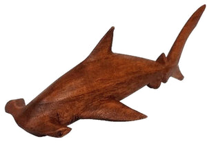 Hand-carved Hammerhead Shark Wooden Figurine- 8"