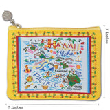 Catstudio Yellow "Aloha" Zippered Pouch- Dimensions