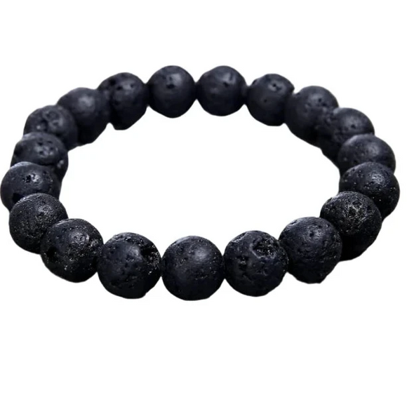  Mad Man Stone & Lava Rock Bracelet- Parker Black