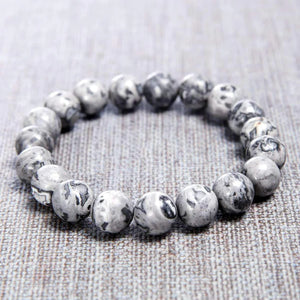 Mad Man Stone & Lava Rock Bead Bracelet- Storm Gray/Black