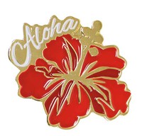 Aloha Hibiscus Enamel on Metal Souvenir Pin