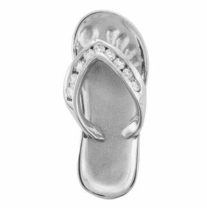 Sterling Silver Slipper Pendant with Cubic Zirconia Accents in the strap