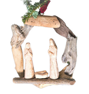 7-Inch Driftwood Christmas Wreath with Holy Family