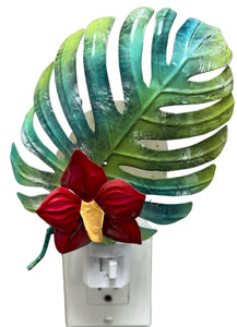 Monstera Flower Metal and Capiz Shell Night Light