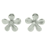 4K  White Gold Hibiscus Earrings- 0.5" x 0.5"