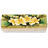 Kubla Crafts White Plumeria Capiz Shell Box  9" x 3"