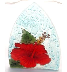 PamPeana Glass Red Hibiscus Night Light